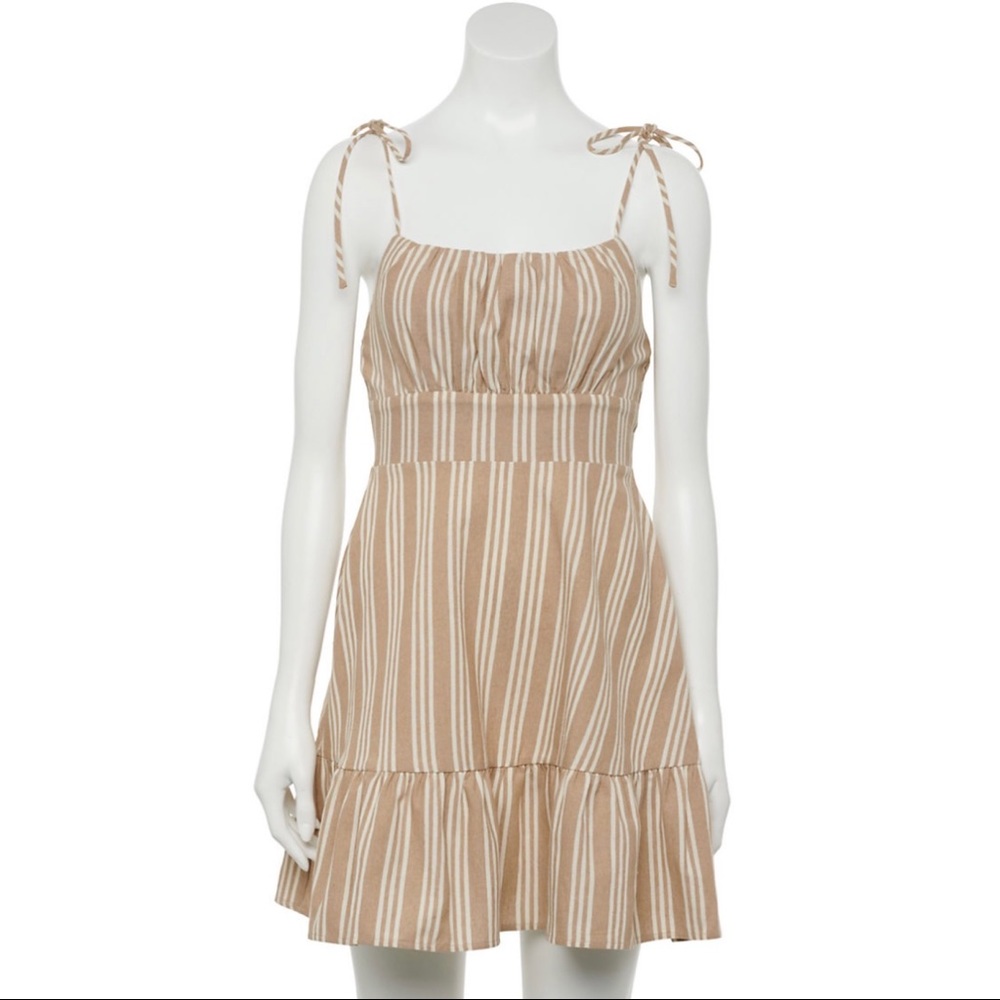 NWT Speechless Shoulder Ties Mini Dress Tan Juniors Size XXL